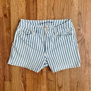 UNIVERSAL THREAD | High-Rise Midi Blue and White Stripe Jean Shorts